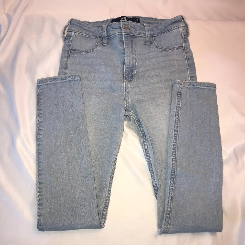 Hollister Women's Size 25x26 1S Light Blue High Rise Jean Leggings Distressed